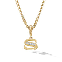 Pavé S Initial Pendant in 18K Yellow Gold with Diamonds