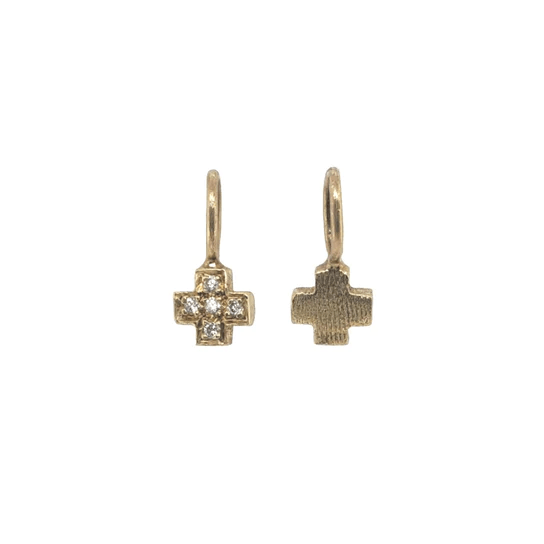 14K Yellow Gold Antique Safety Cross Charm