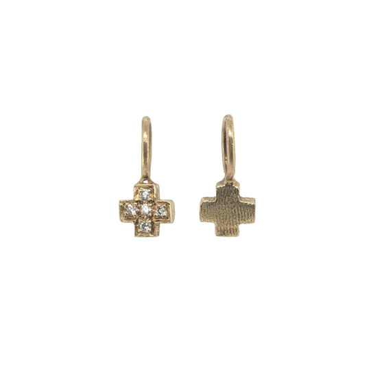 14K Yellow Gold Antique Safety Cross Charm