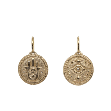 14K Yellow Gold Evil Eye Hamsa Charm