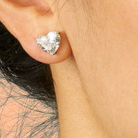 18K White Gold Heart Shape 5CTW Diamond Stud Earrings