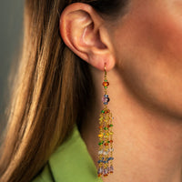 Mallary Marks 22K and 18K Yellow Gold Multi Gemstone Tassel Drop Earrings
