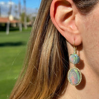 Suzy Landa 18K Yellow Gold Double Black Opal Drop Earrings