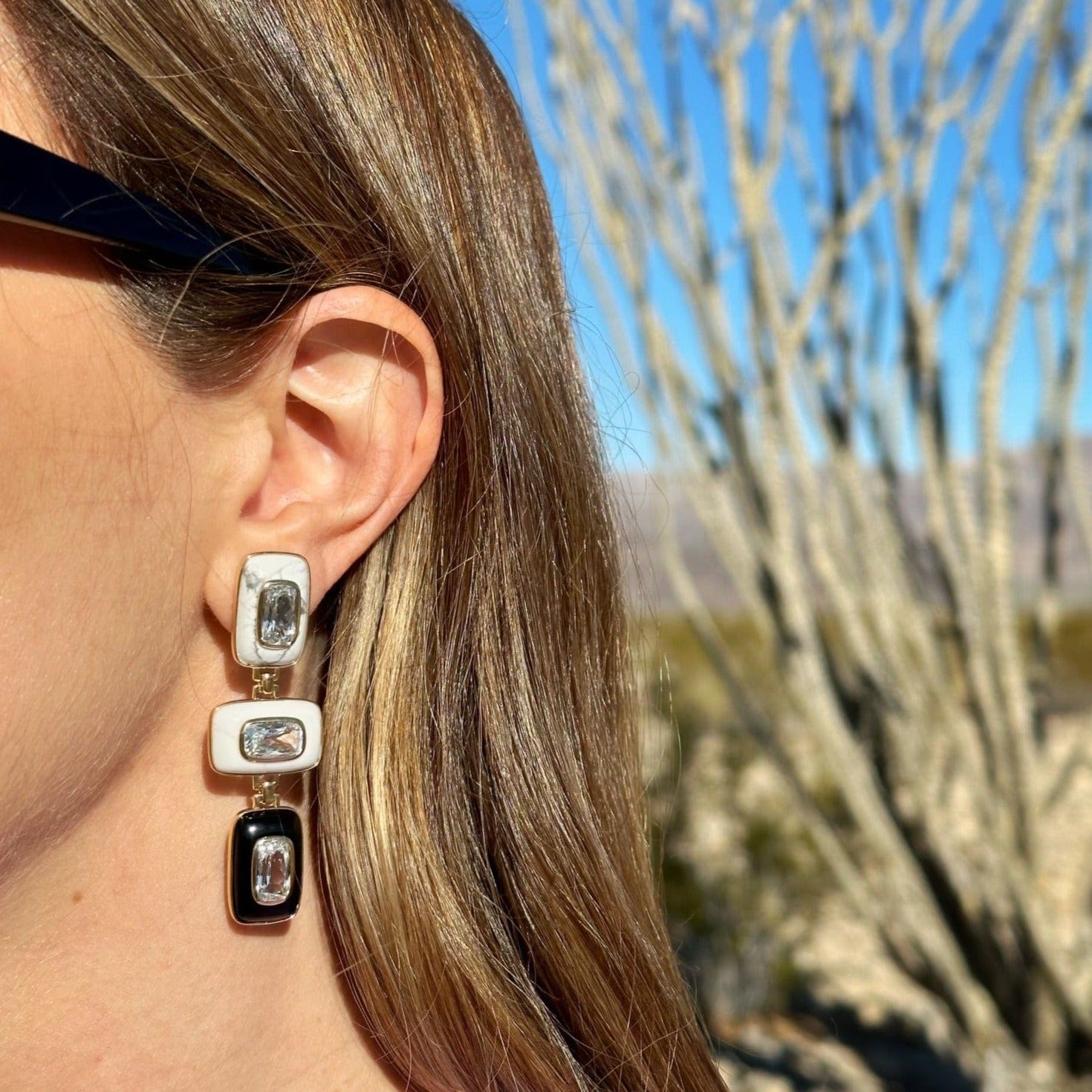 Emily P. Wheeler 18K Yellow Gold Patchwork Drop Earrings