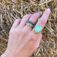 14K Yellow Gold Rainbow Color Sapphire Ring