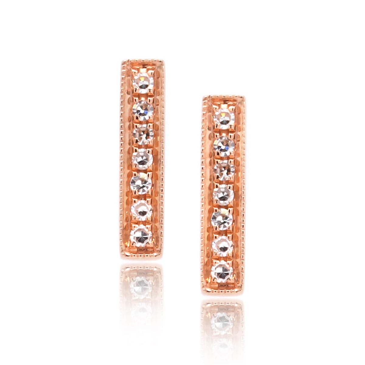 14K Rose Gold Sylvie Diamond Bar Earrings