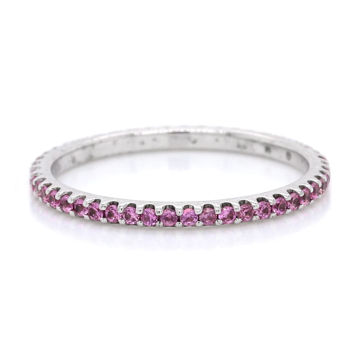 18K White Gold Pink Sapphire Shared Prong Eternity Band