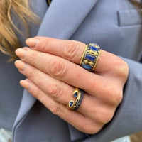 18K Yellow Gold Sapphire Open Ring