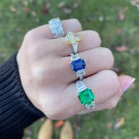 Platinum and 18K Yellow Gold 3 Stone Fancy Yellow Diamond Ring