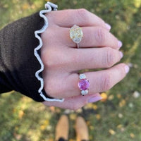 Platinum 3 Stone Pink Sapphire and Diamond Ring
