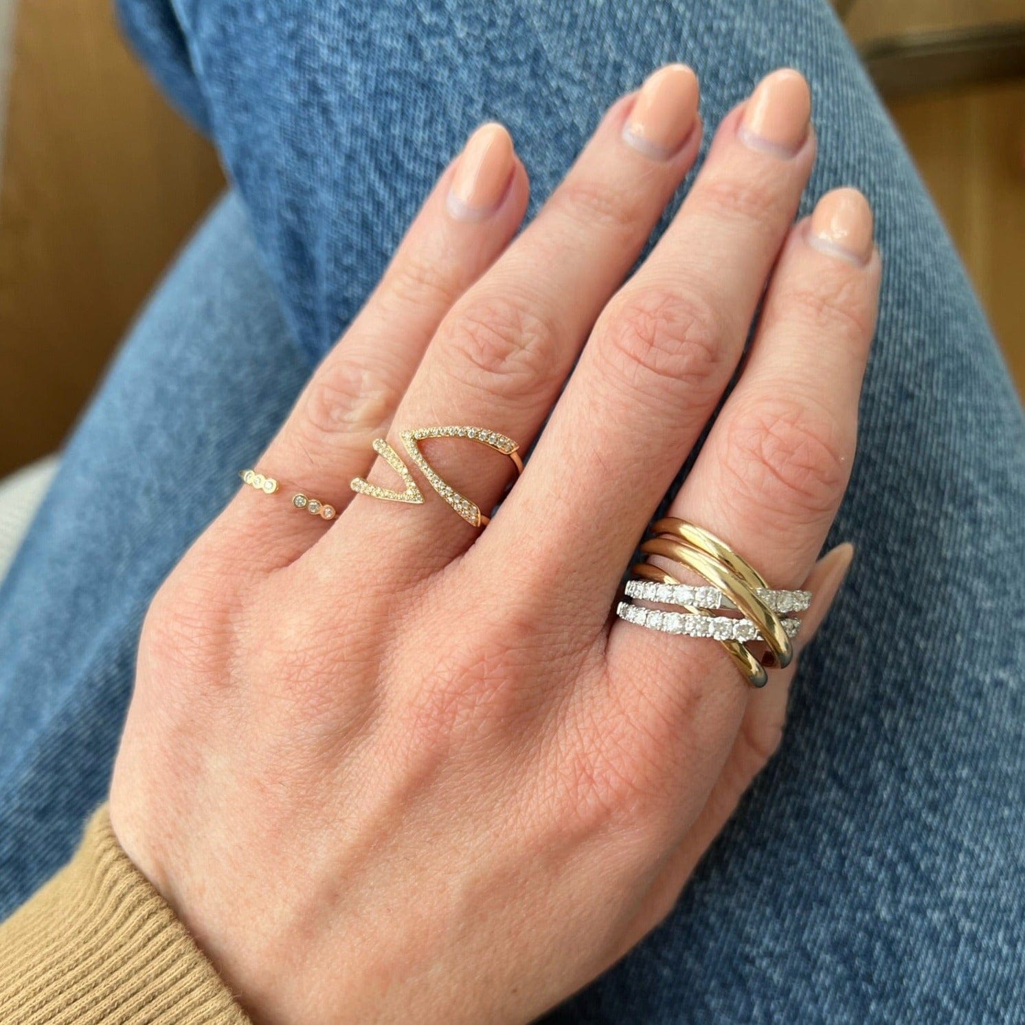 14K Yellow Gold Open Diamond Ring