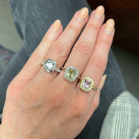 18K Yellow Gold Pink Sapphire Diamond Halo Ring
