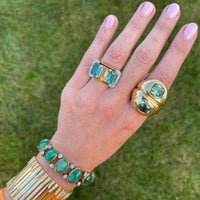 14K Yellow Gold 3 Stone Tourmaline and Topaz Diamond Ring