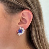 18K White Gold Tanzanite Diamond Stud Earrings