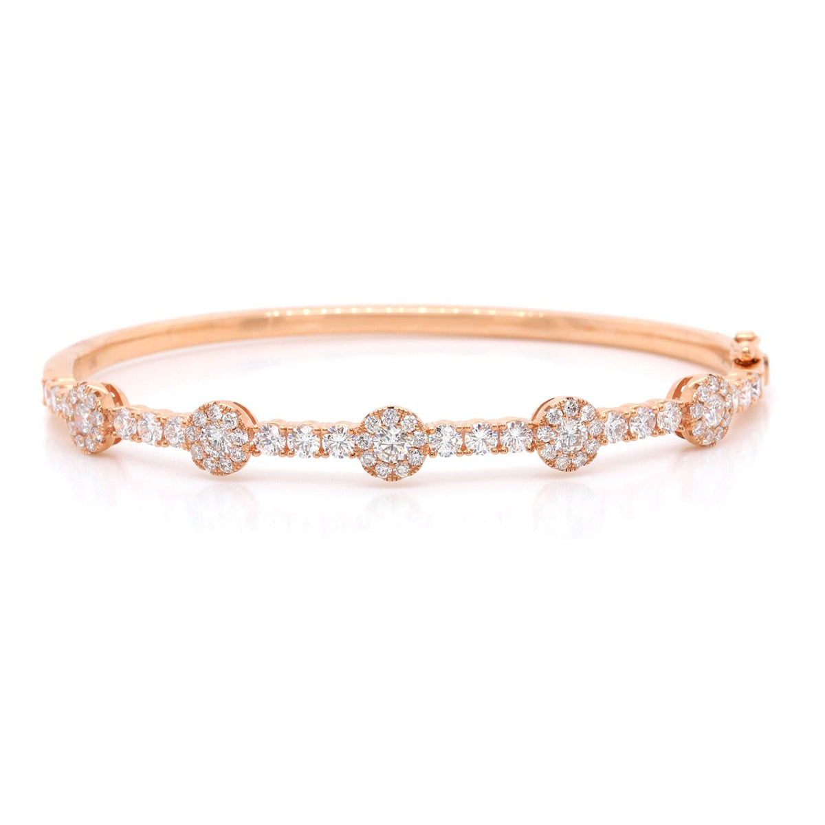 18K Rose Gold Diamond Floral Station Bracelet