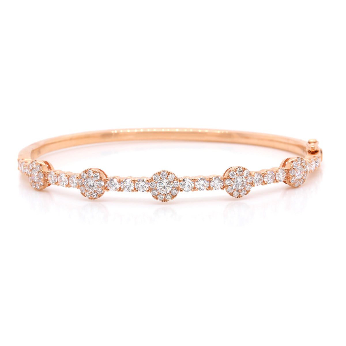 18K Rose Gold Diamond Floral Station Bracelet