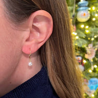 Mikimoto 18K Yellow Gold Pearl Wire Earrings