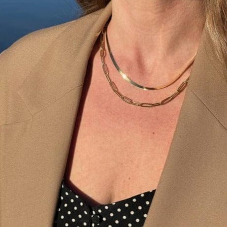 14K Yellow Gold Herringbone Necklace