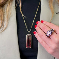 18K Yellow Gold Tourmaline Diamond Halo Pendant