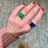 Sterling Silver Cushion Chrysoprase Square Ring
