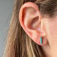 14K Yellow Gold Turquoise Bar Stud Earrings