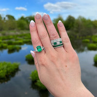 Platinum Emerald and Diamond Ring