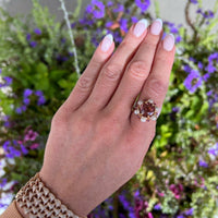 18K Rose Gold Pink Tourmaline and Sapphire Pearl Ring