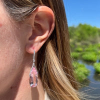 18K White Gold Pear Shape Morganite Drop Earrings