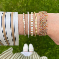 Mallary Marks 18K Yellow Gold Multi Sapphire Rondell 4 Row Bracelet