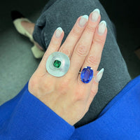 18K White Gold Oval Tanzanite Diamond Ring