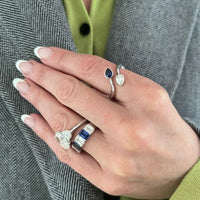 18K White Gold Bypass Sapphire and Diamond Ring