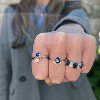 18K White Gold Pear Shape Purple Sapphire and Diamond Ring