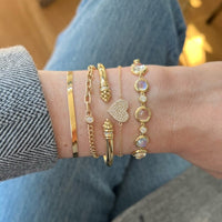 14K Yellow Gold Pave Heart Diamond Bracelet