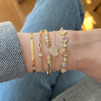 Temple St. Clair 18K Yellow Gold Single Round Bracelet with Royal Blue Moonstone and Diamond