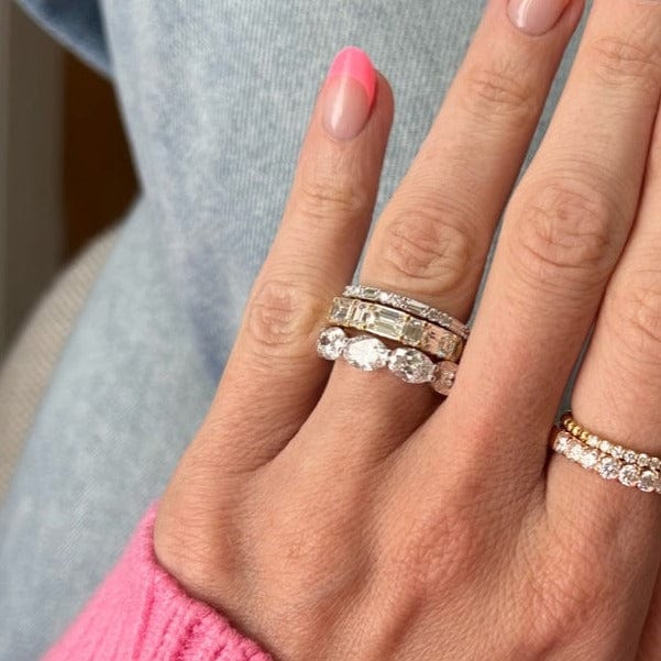 Platinum Round and Baguette Diamond Band