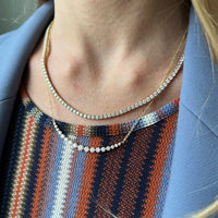 18K Yellow Gold Diamond Curve Bar Necklace