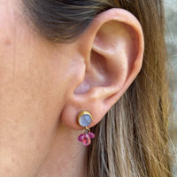 Mallary Marks 22K and 18K Yellow Gold Blue Chalcedony and Spinel Drop Earrings