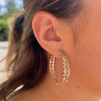 Etho Maria 18K Rose Gold Double Row Diamond Hoop Earrings