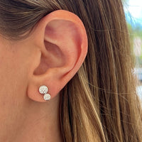 18K White Gold 2 Stone Stud Earrings
