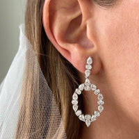 Etho Maria 18K White Gold Diamond Oval Drop Earrings
