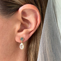 18K Yellow Gold Labradorite and Rock Crystal Drop Earrings