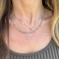 Roberto Coin 18K White Gold "R" Initial Diamond Necklace