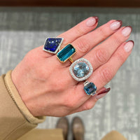 18K White Gold Opal Split Diamond Shank Ring