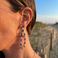 Etho Maria 18K White Gold Oval Sapphire and Mother of Pearl Hoop Drop Earrings