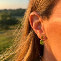 18K Yellow Gold Peridot Tourmaline Drop Earrings