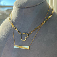 14K Yellow Gold Paperclip Heart Necklace