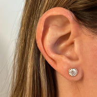 14K White Gold Bezel Set Diamond Stud Earrings