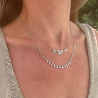 14K White Gold Triple Butterfly Diamond Necklace