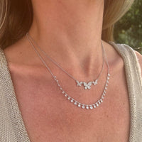 14K White Gold Diamond Dangle Station Necklace
