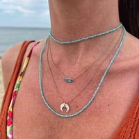 18K Yellow Gold Marquise Blue Topaz Necklace
